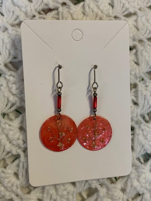 Pendientes Artesanales de plata de ley y concha roja