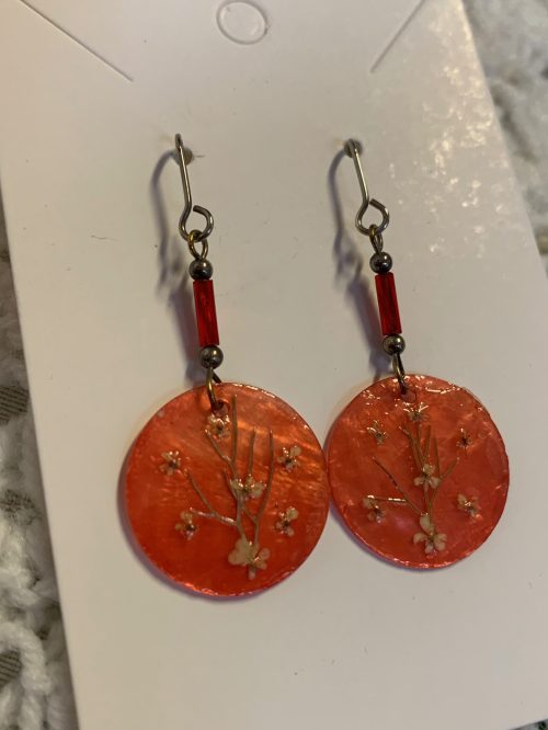 Pendientes Artesanales de plata de ley y concha roja